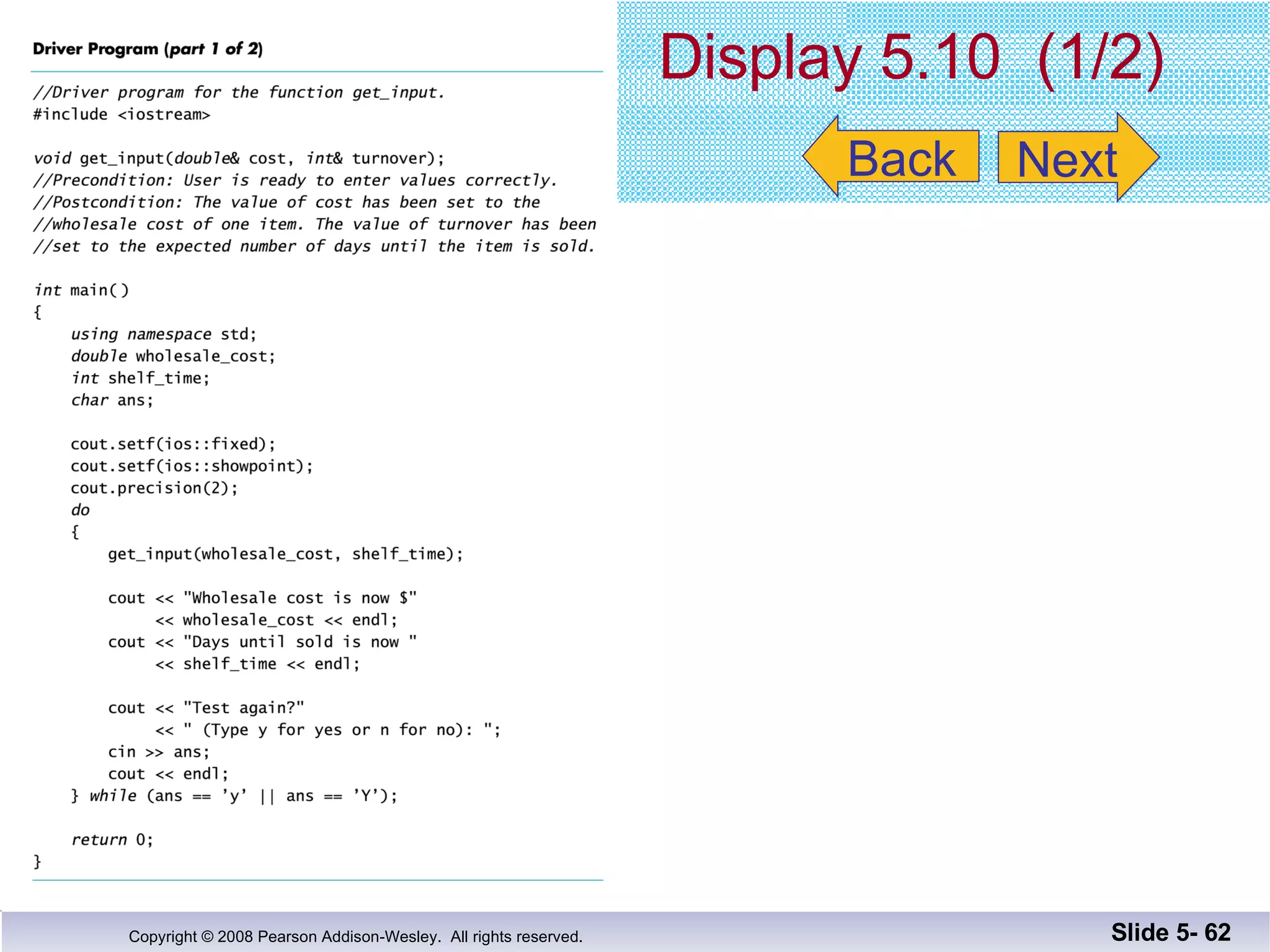Display 5.10  (1/2) Slide 5-  Next Back 