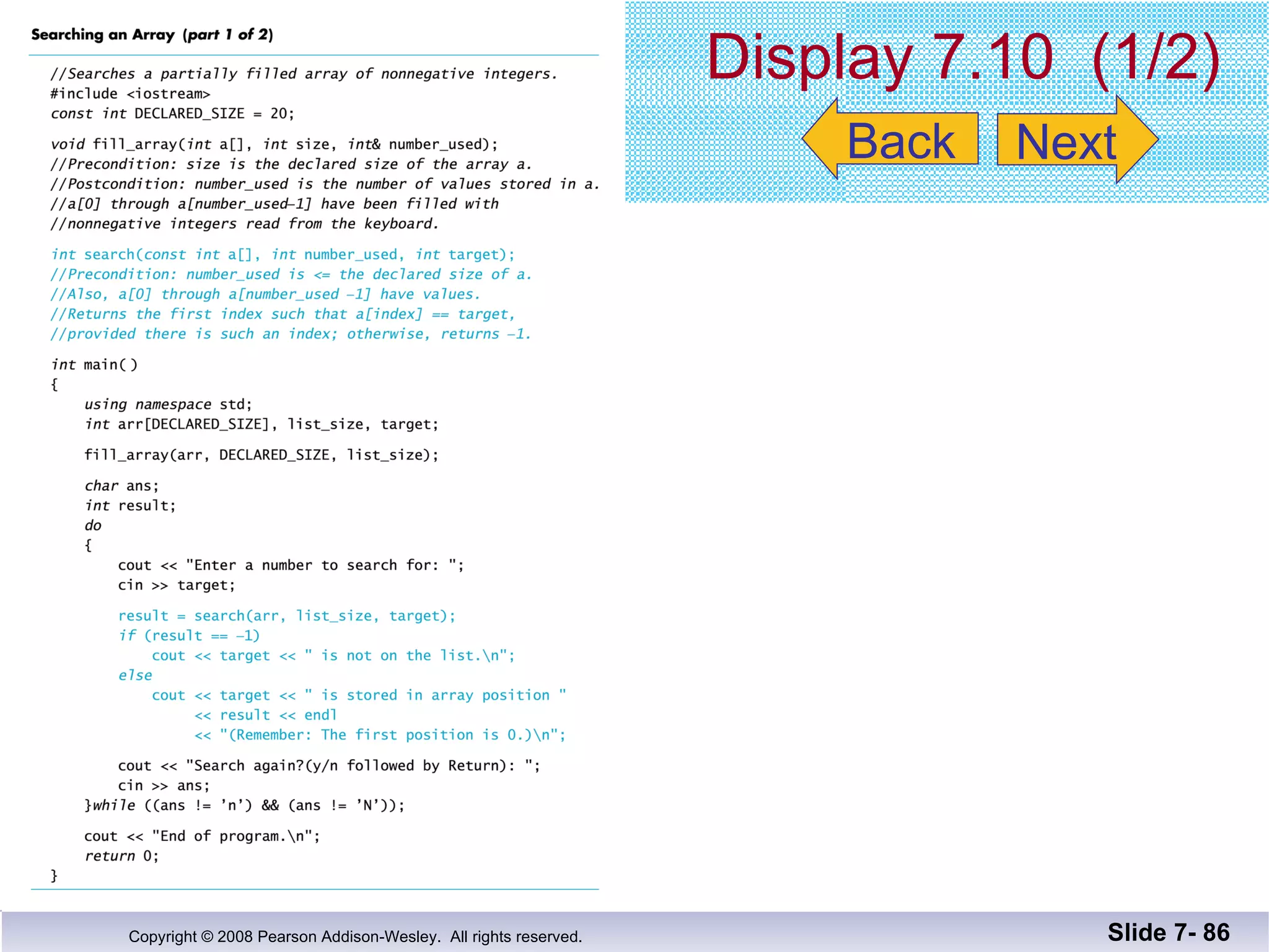 Display 7.10  (1/2) Slide 7-  Next Back 