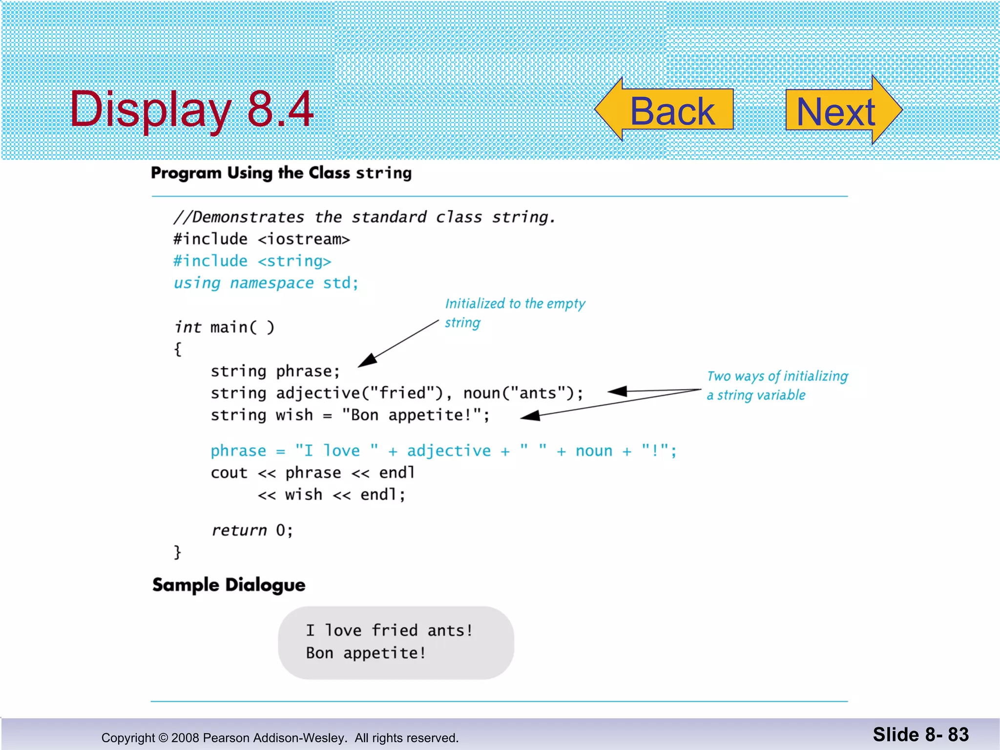 Display 8.4 Slide 8-  Back Next 