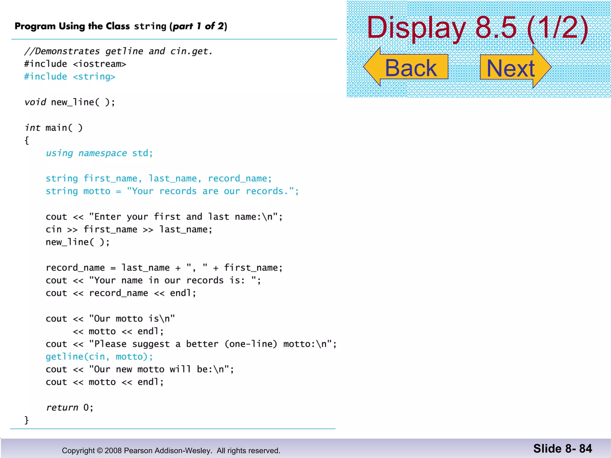 Display 8.5 (1/2) Slide 8-  Back Next 