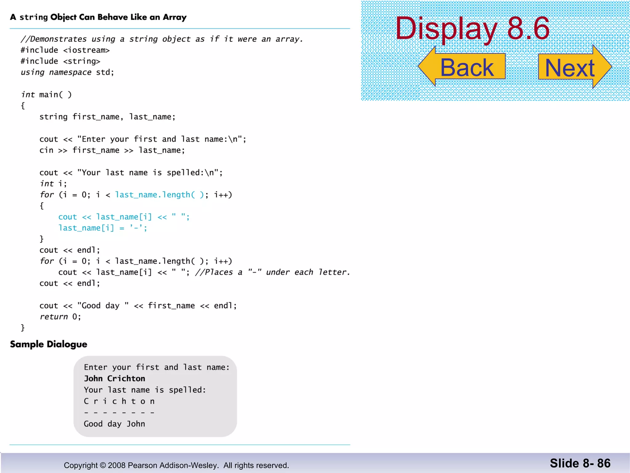 Display 8.6 Slide 8-  Back Next 