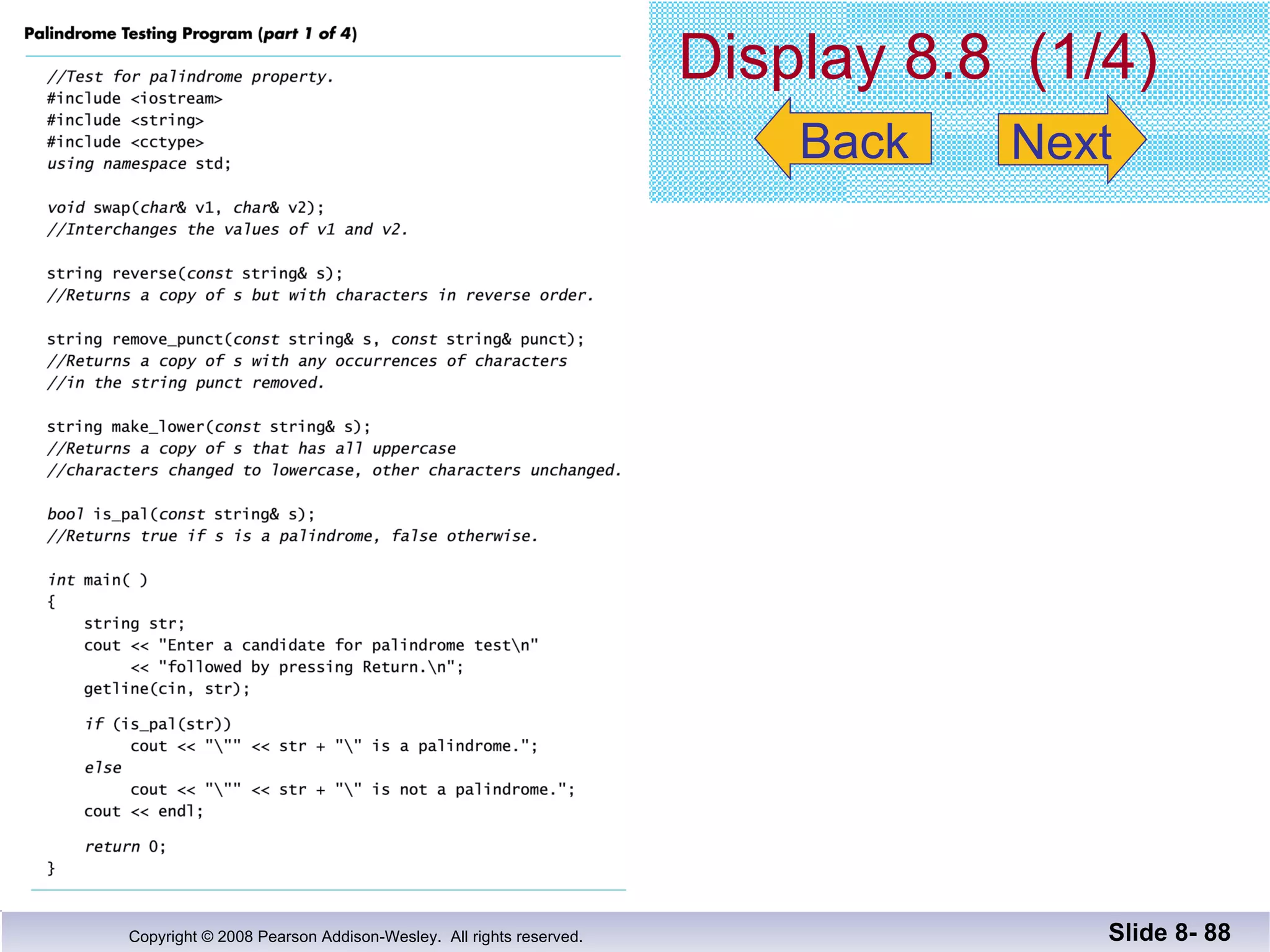 Display 8.8  (1/4) Slide 8-  Next Back 