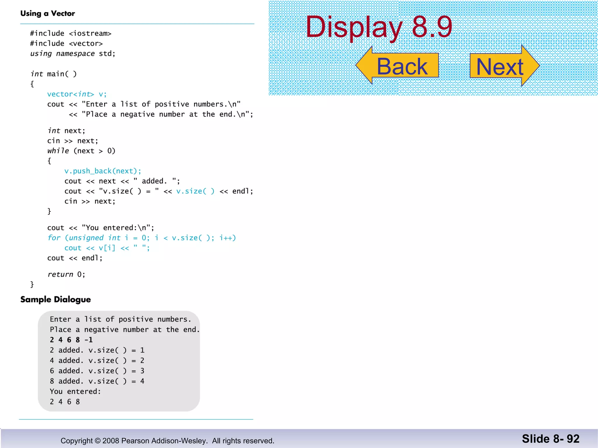 Display 8.9 Slide 8-  Back Next 