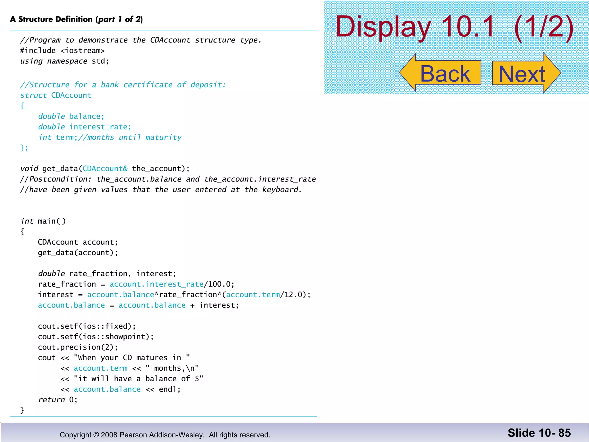 Display 10.1  (1/2)   Slide 10-  Back Next 