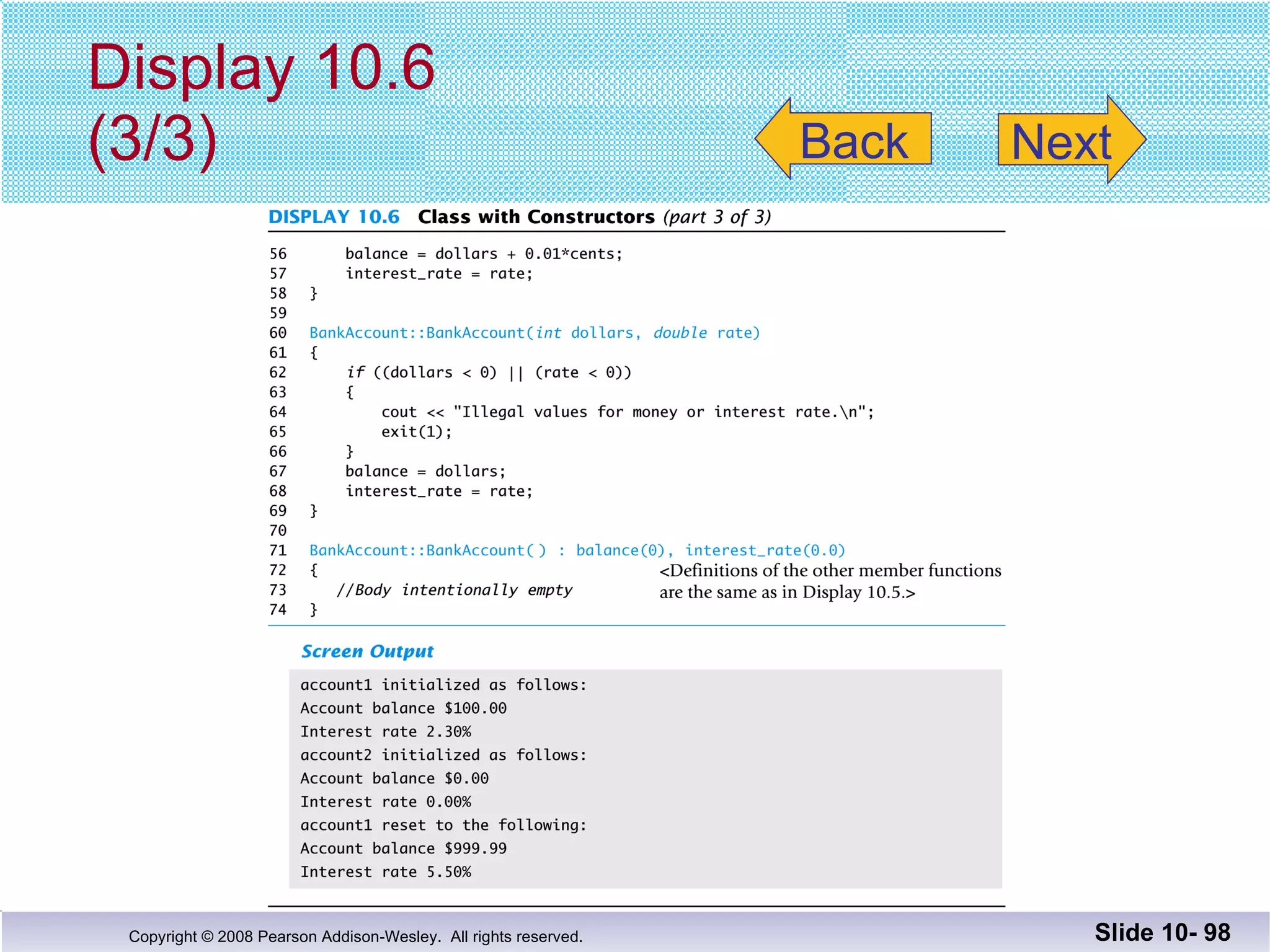 Display 10.6  (3/3) Slide 10-  Back Next 