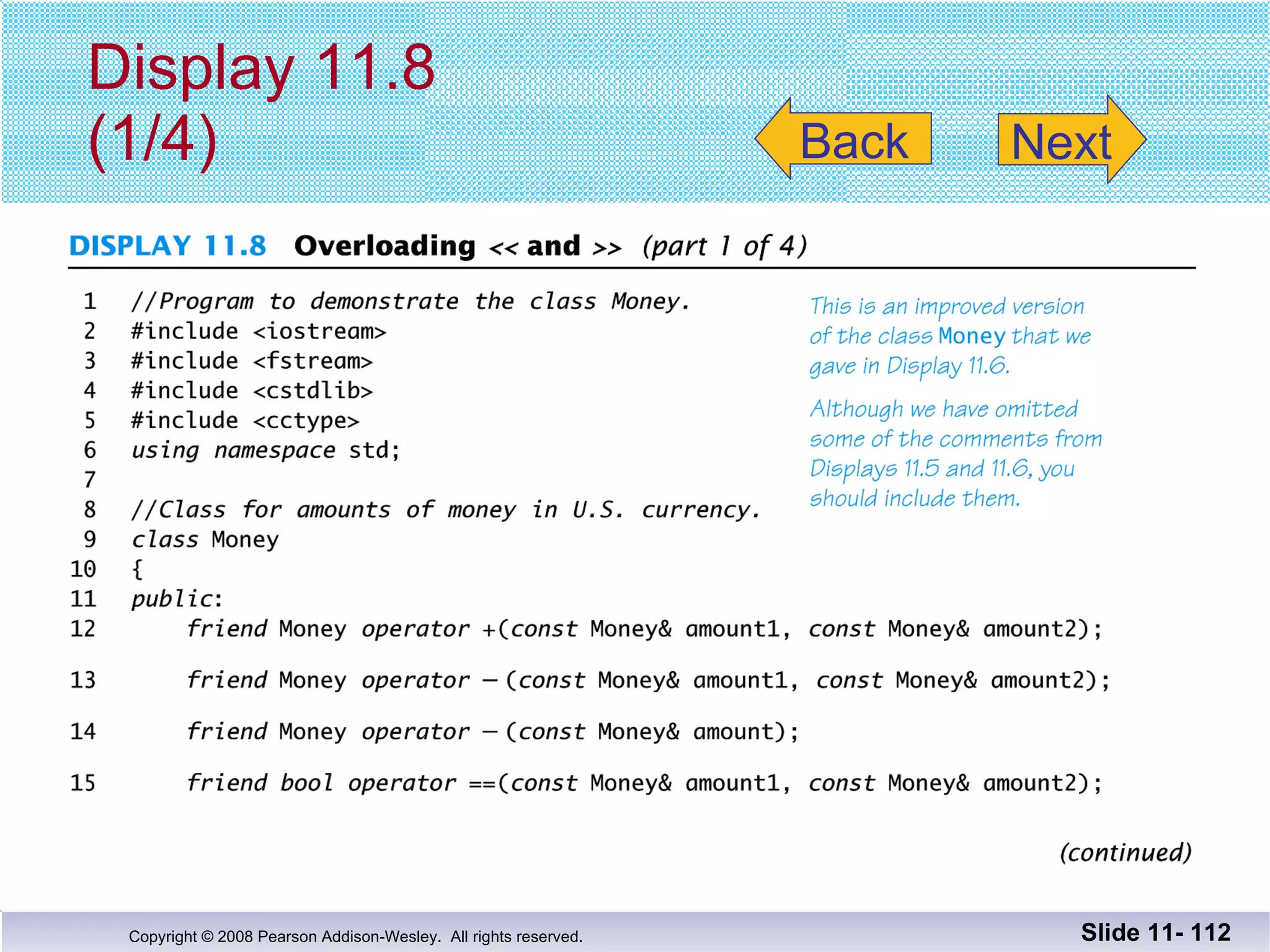 Display 11.8 (1/4) Slide 11-  Back Next 