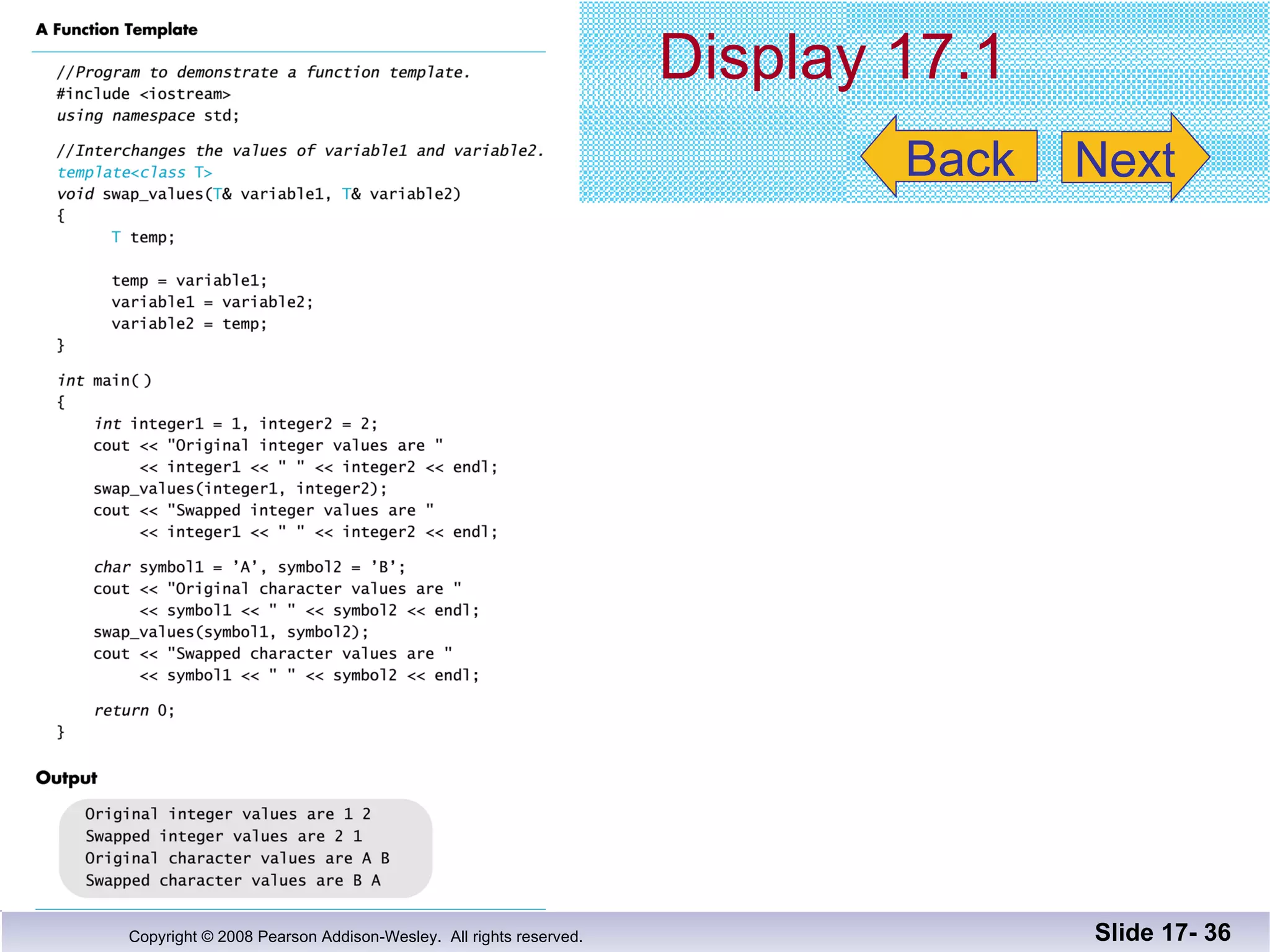 Display 17.1   Slide 17-  Back Next 