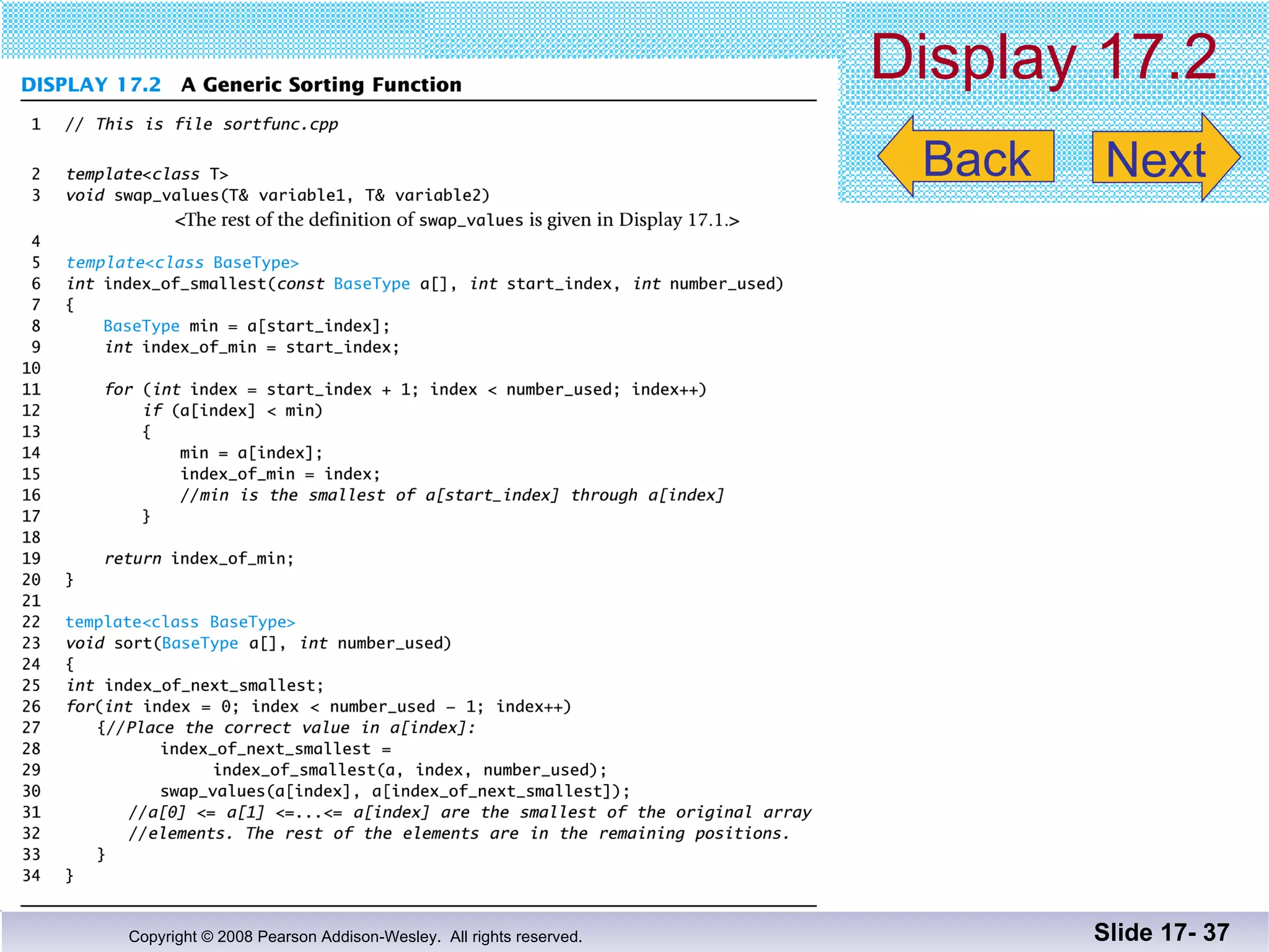 Display 17.2 Slide 17-  Back Next 
