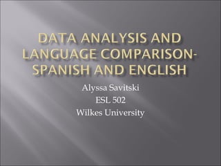 Alyssa Savitski
    ESL 502
Wilkes University
 