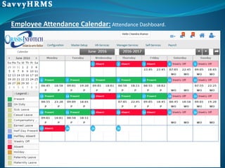 Employee Attendance Calendar: Attendance Dashboard.
 