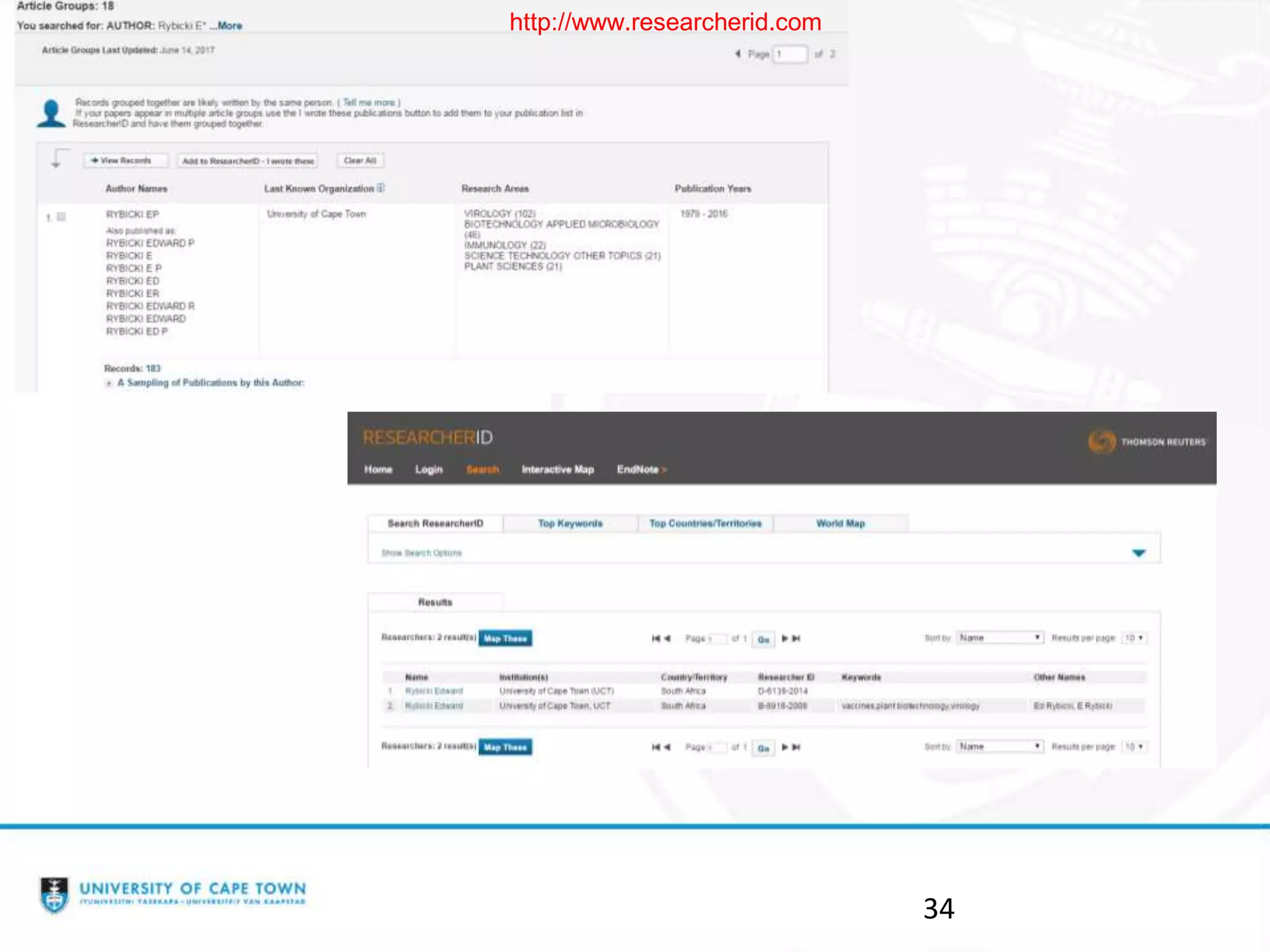 34
http://www.researcherid.com
 
