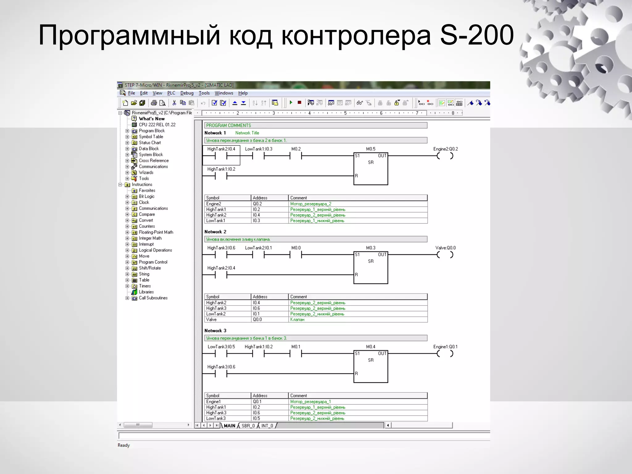 Программный код контролера S-200

 