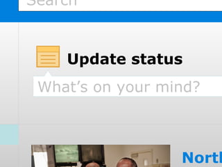 Search


    Update status
 What’s on your mind?



                  North
 