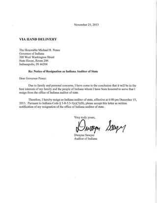 Sawyer letter of resignation