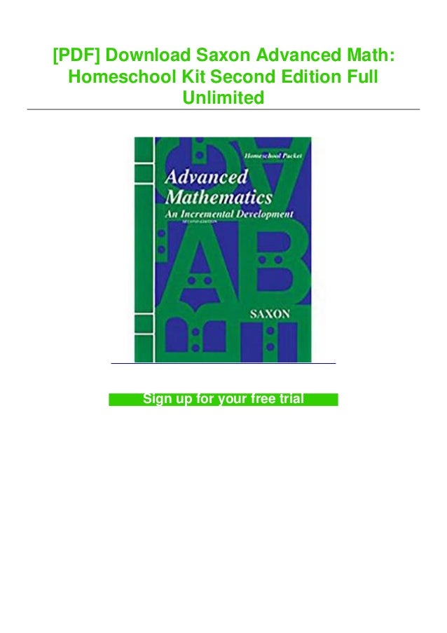 PDF] Download Saxon Advanced Math: Homeschool Kit Second Edition Ful