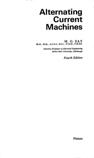 M. G. Say alternating current machines