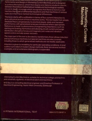 M. G. Say alternating current machines