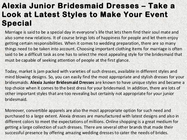 alexia junior bridesmaid dresses