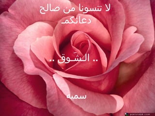 لا تنسونا من صالح دعائكمـ  ..  الـشَـوق  .. سميه  