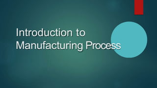 Introduction to
Manufacturing Process
 