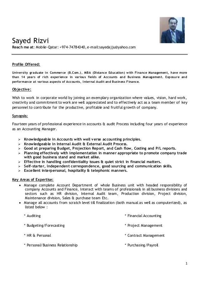 finance manager career objective for cv sample