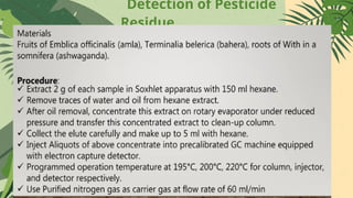 Detection of Pesticide
Residue
 