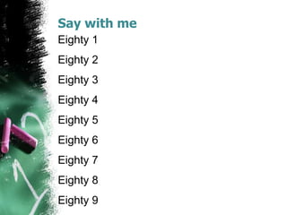 Say with me
Eighty 1
Eighty 2
Eighty 3
Eighty 4
Eighty 5
Eighty 6
Eighty 7
Eighty 8
Eighty 9