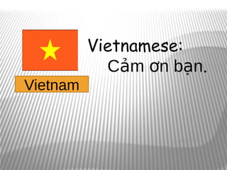 Vietnamese:
            Cảm ơn bạn.
Vietnam
 