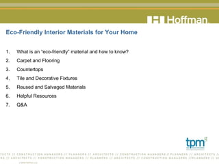 Eco Friendly Interior Materials | PPS