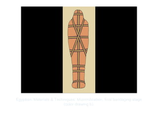 Copyright ©2012 Pearson Inc.
Egyptian. Materials & Techniques: Mummification, final bandaging stage
(color drawing b).
 