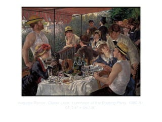 Copyright ©2012 Pearson Inc.
Auguste Renoir. Closer Look: Luncheon of the Boating Party. 1880-81.
51-1/4" × 69-1/8”.
 