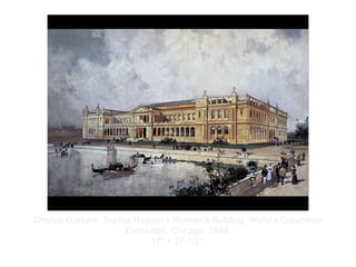 Copyright ©2012 Pearson Inc.
Charles Graham. Sophia Hayden’s Woman’s Building, World’s Columbian
Exposition, Chicago. 1893.
17" × 27-1/2”.
 