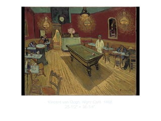 Copyright ©2012 Pearson Inc.
Vincent van Gogh. Night Café. 1888.
28-1/2" × 36-1/4”.
 