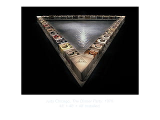 Copyright ©2012 Pearson Inc.
Judy Chicago. The Dinner Party. 1979.
48' × 48' × 48' installed.
 