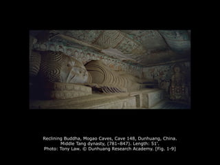 Reclining Buddha, Mogao Caves, Cave 148, Dunhuang, China.
Middle Tang dynasty, (781–847). Length: 51'.
Photo: Tony Law. © Dunhuang Research Academy. [Fig. 1-9]
 