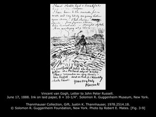 Vincent van Gogh, Letter to John Peter Russell.
June 17, 1888. Ink on laid paper, 8 × 10-1/4". Solomon R. Guggenheim Museum, New York.
Thannhauser Collection, Gift, Justin K. Thannhauser, 1978.2514.18.
© Solomon R. Guggenheim Foundation, New York. Photo by Robert E. Mates. [Fig. 3-9]
 