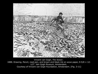 Vincent van Gogh, The Sower.
1888. Drawing. Pencil, reed pen, and brown and black ink on wove paper, 9-5/8 × 12-
1/2". Van Gogh Museum, Amsterdam.
Courtesy of Vincent van Gogh Foundation, Amsterdam. [Fig. 3-11]
 