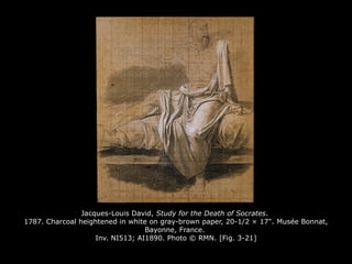 Jacques-Louis David, Study for the Death of Socrates.
1787. Charcoal heightened in white on gray-brown paper, 20-1/2 × 17". Musée Bonnat,
Bayonne, France.
Inv. NI513; AI1890. Photo © RMN. [Fig. 3-21]
 