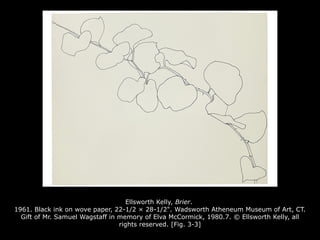 Ellsworth Kelly, Brier.
1961. Black ink on wove paper, 22-1/2 × 28-1/2". Wadsworth Atheneum Museum of Art, CT.
Gift of Mr. Samuel Wagstaff in memory of Elva McCormick, 1980.7. © Ellsworth Kelly, all
rights reserved. [Fig. 3-3]
 