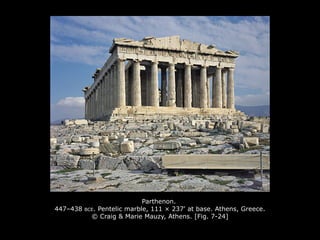 Parthenon.
447–438 BCE. Pentelic marble, 111 × 237' at base. Athens, Greece.
© Craig & Marie Mauzy, Athens. [Fig. 7-24]
 