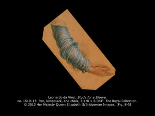 Leonardo da Vinci, Study for a Sleeve.
ca. 1510–13. Pen, lampblack, and chalk, 3-1/8 × 6-3/4". The Royal Collection.
© 2015 Her Majesty Queen Elizabeth II/Bridgeman Images. [Fig. 8-5]
 