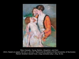 Mary Cassatt, Young Mother, Daughter, and Son.
1913. Pastel on paper, 43-1/4 × 33-1/4". Memorial Art Gallery of the University of Rochester.
Marion Stratten Gould Fund. mag.rochester.edu/. [Fig. 8-15]
 