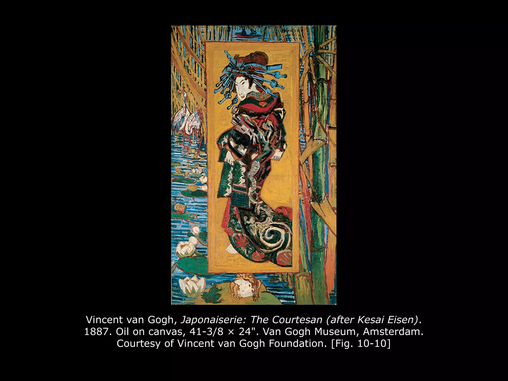 Vincent van Gogh, Japonaiserie: The Courtesan (after Kesai Eisen).
1887. Oil on canvas, 41-3/8 × 24". Van Gogh Museum, Amsterdam.
Courtesy of Vincent van Gogh Foundation. [Fig. 10-10]
 