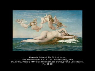 Alexandre Cabanel, The Birth of Venus.
1863. Oil on canvas, 4' 4" × 7' 6". Musée d'Orsay, Paris.
Inv. RF273. Photo © RMN-Grand Palais (musée d'Orsay)/Hervé Lewandowski.
[Fig. 11-26]
 