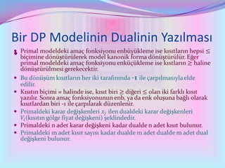 Bir DP Modelinin Dualinin Yazılması

 