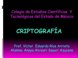 Colegio de Estudios Científicos Y 
Tecnológicos del Estado de México 
Prof. Víctor Eduardo Ríos Arrieta 
Alumna. Anaya Alvizuri Sayuri Azucena 
 