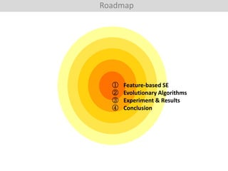 Roadmap
① Feature-based SE
② Evolutionary Algorithms
③ Experiment & Results
④ Conclusion
 