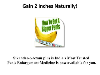 Gain 2 Inches Naturally!
Sikander-e-Azam plus is India's Most Trusted
Penis Enlargement Medicine is now available for you.
 