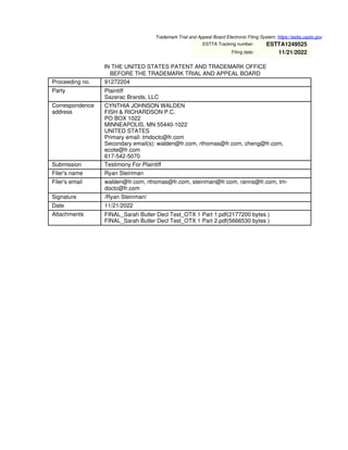Estta Filing Examples Sazerac v. Buffalo Chip Decision and Expert Report | PDF