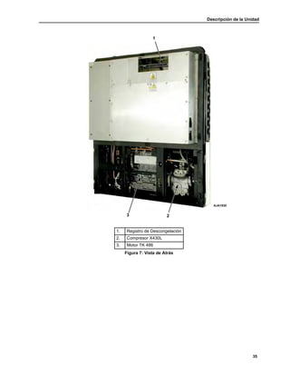 Descripción de la Unidad
35
1. Registro de Descongelación
2. Compresor X430L
3. Motor TK 486
Figura 7: Vista de Atrás
23
1
AJA1930
 